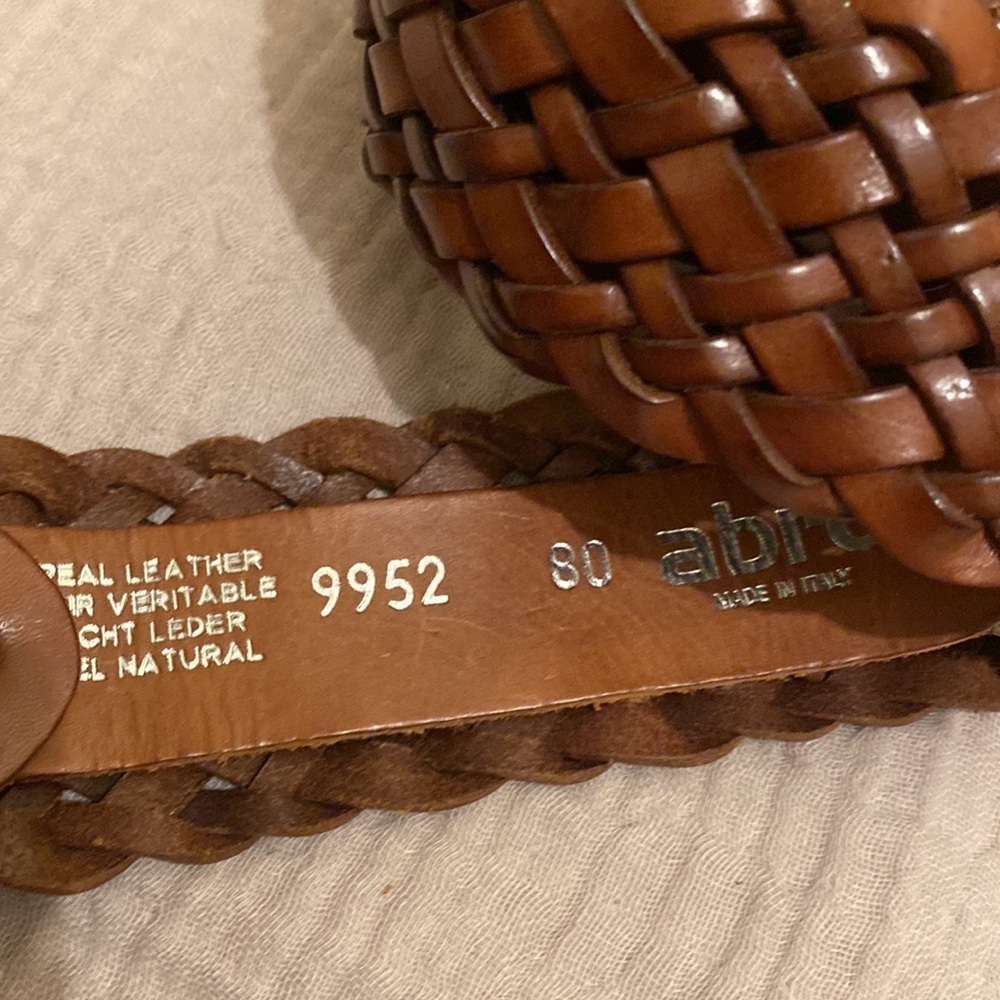 ABRO MADE IN ITALY Brown Woven Leather Belt with Silver Buckle. Size 80 - Picture 9 of 11